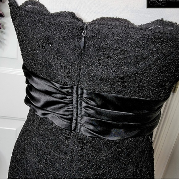 R & M Richards Petite Black Sequined Lace 2-Piece Dress & Jacket - Picture 4 of 6